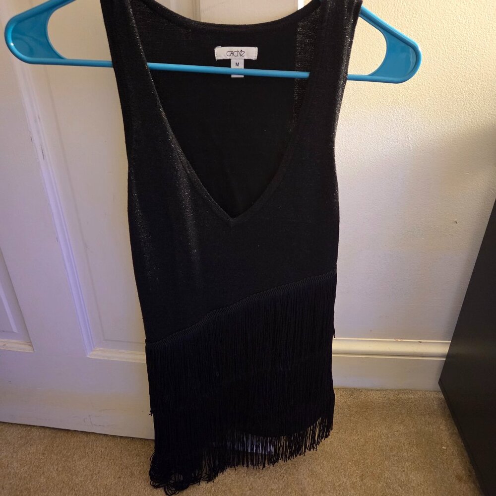 Cache sparkle fringe top